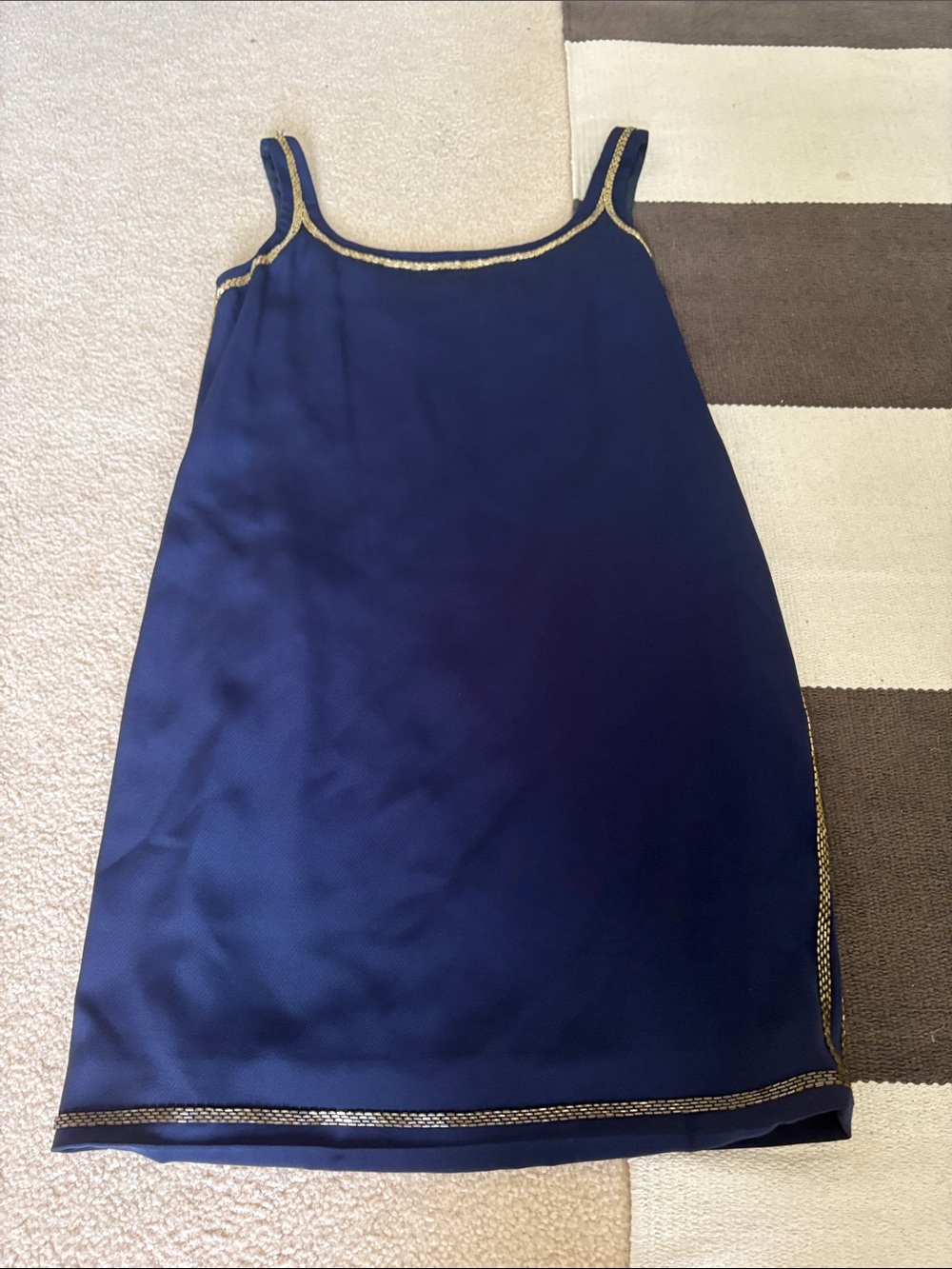 Niteline Navy Blue Slip Dress with Gold Trim